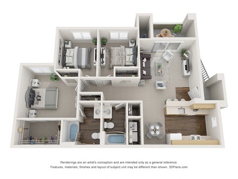 Floor plan for 3 beds, 2 baths, 1148 sqft